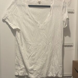 L’Agence White V-Neck Short Sleeve Tee